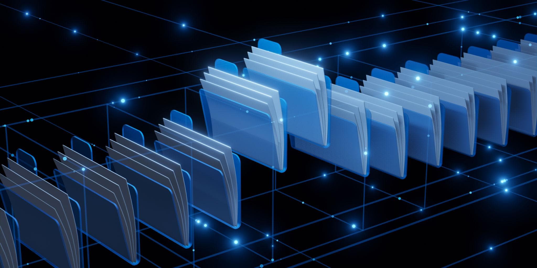Digital file folders arranged as a structured knowledge archive.
